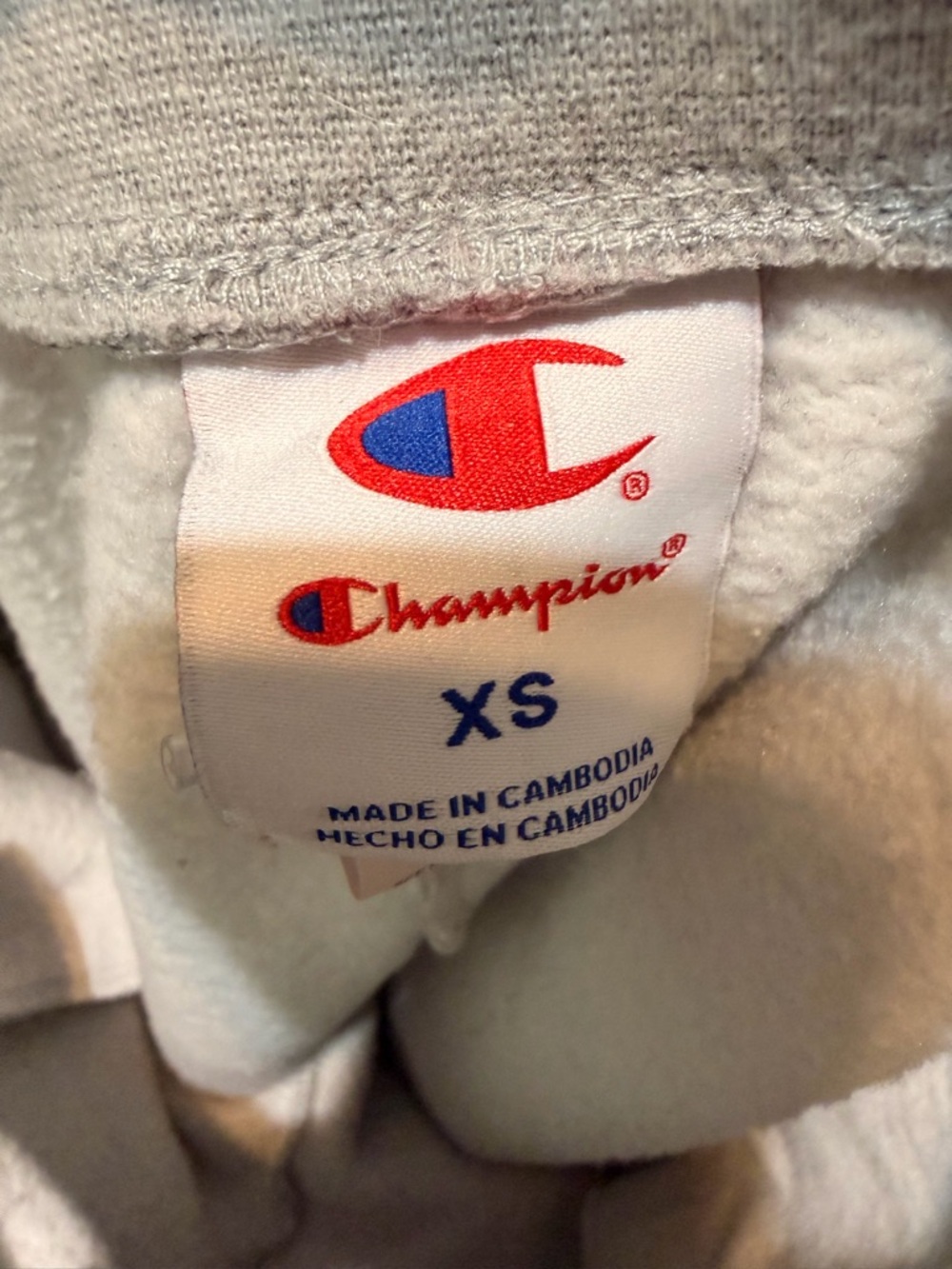 Champion White Sweatshirt with Red & Blue Logo Tag
